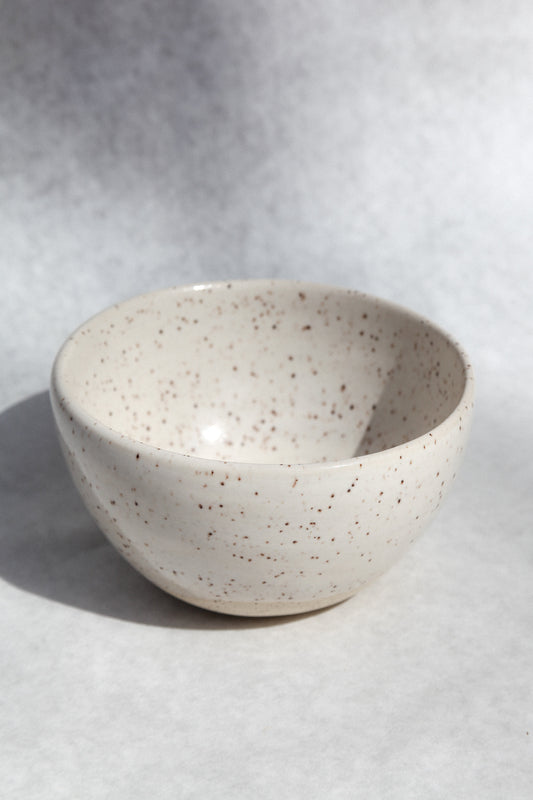 white speckled bowl