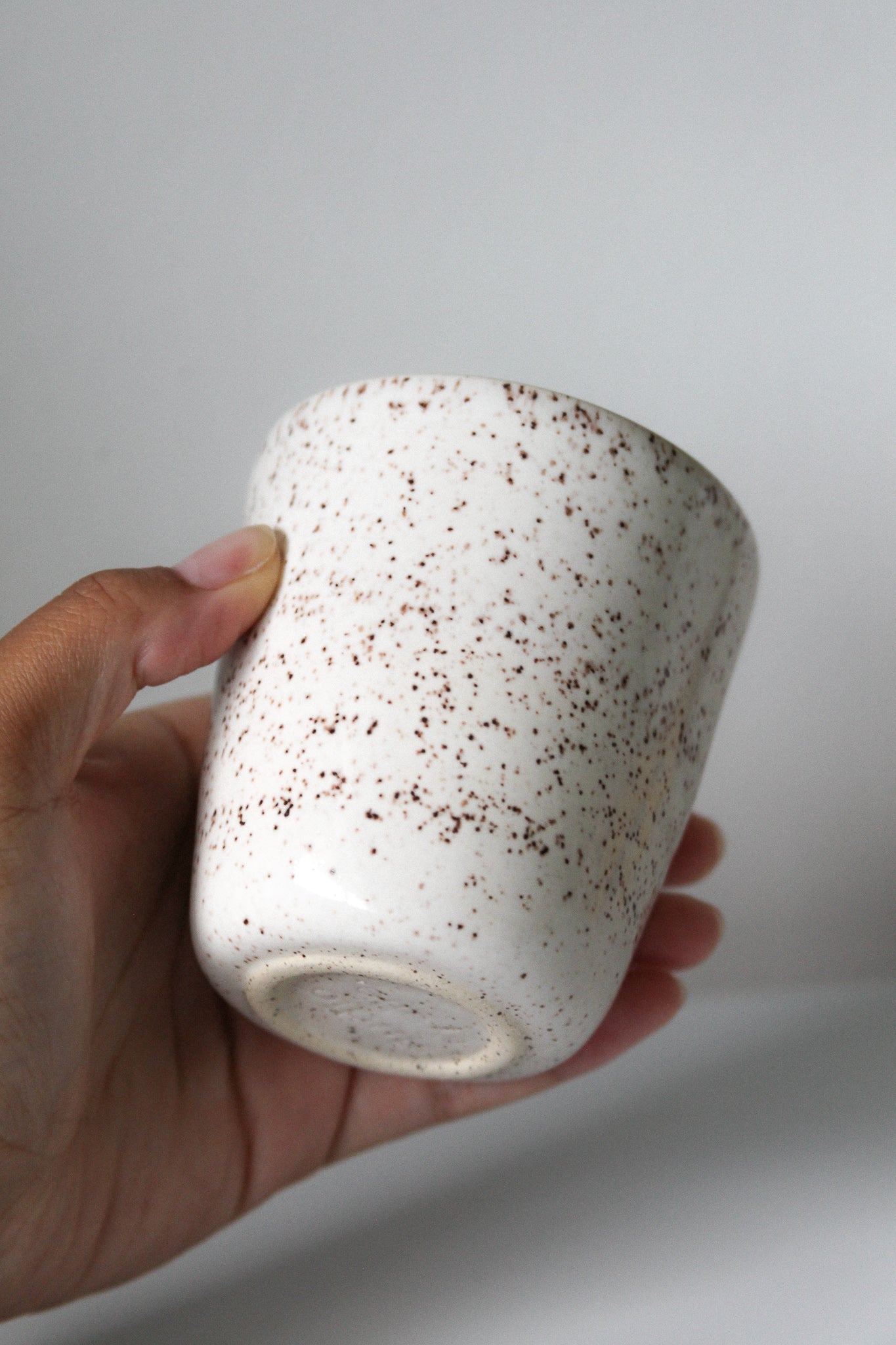 white speckled cup