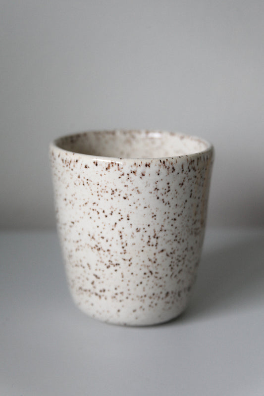 white speckled cup