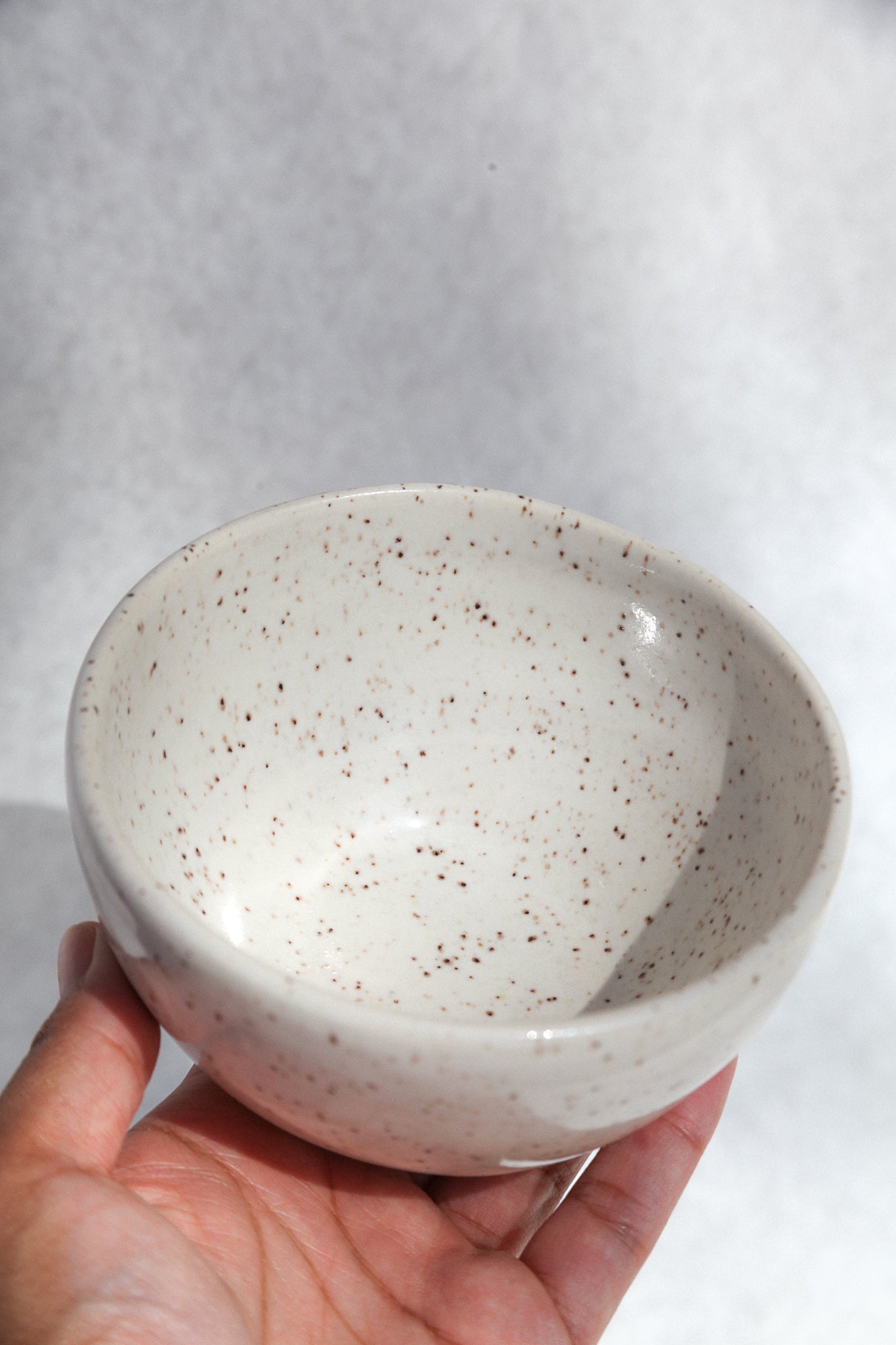 white speckled bowl